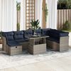 vidaXL 9 Piece Patio Sofa Set with Cushions Gray Poly Rattan Acacia