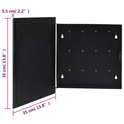 vidaXL Key Box with Magnetic Board Black 13.8"x13.8"x2.2"