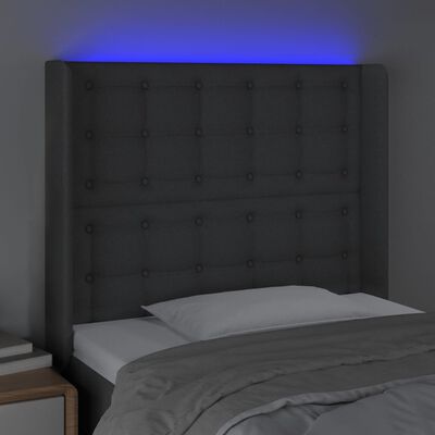 vidaXL LED Headboard Dark Gray 40.6"x6.3"x46.5"/50.4" Fabric