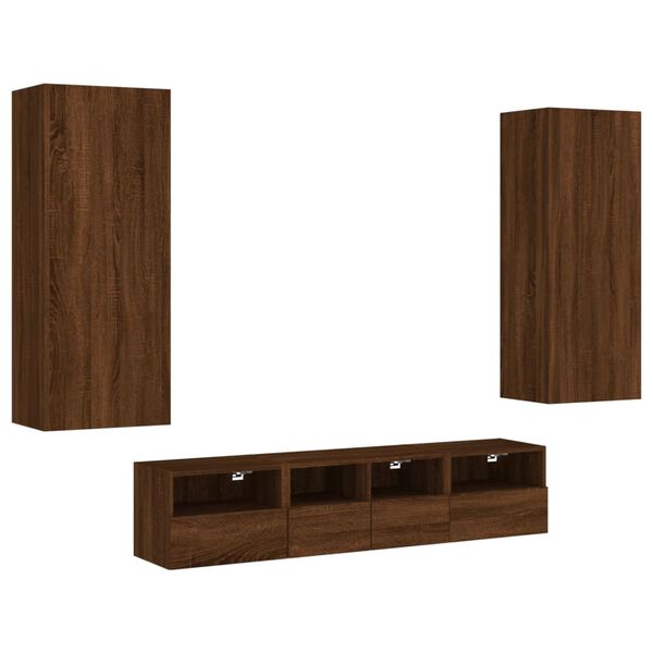 vidaXL TV Wall Unit Brown Oak Engineered Wood Large TV Wall Unit