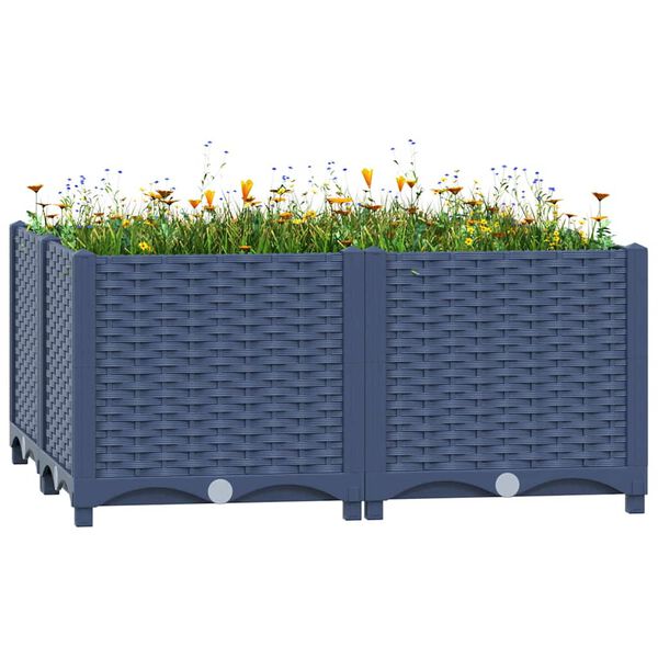 vidaXL Raised Bed Blue Grey Polypropylene 31.5 x 31.5 x 15.0 in