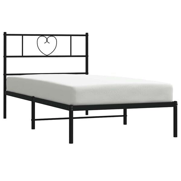 vidaXL Bed Frame Black Powder-Coated Steel Twin Bed Frame Rectangular