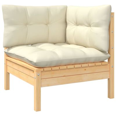 vidaXL 12 Piece Patio Lounge Set with Cream Cushions Pinewood