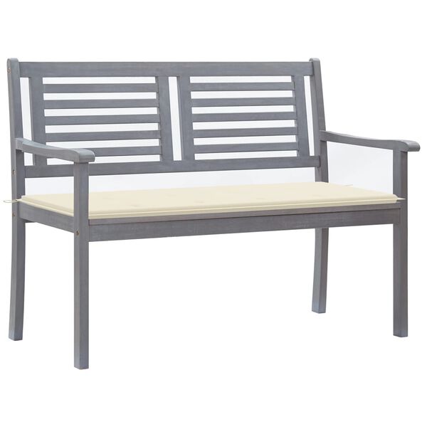 vidaXL Bench Grey Solid eucalyptus wood 2-Seater Ergonomic Bench