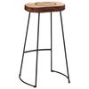vidaXL Bar Set Dark Brown Solid Rough Mango Wood, Powder-Coated Iron