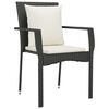vidaXL Garden Dining Set Black table and chairs with cream white cushions
