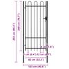vidaXL Fence Gate Single Door with Arched Top Steel 39.4"x78.7" Black