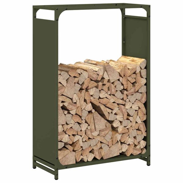 vidaXL Firewood Rack Olive Green 23.6x11.0x35.4" Cold-rolled steel
