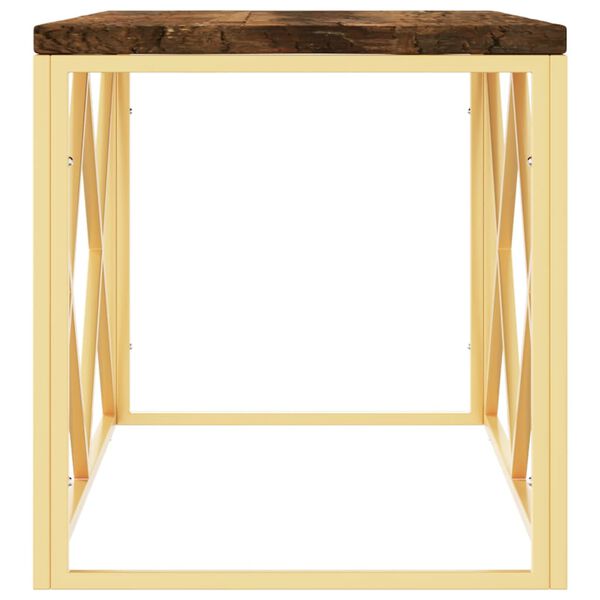 vidaXL Coffee Table Gold, Multicolor Stainless steel, Solid reclaimed wood