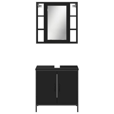 Wall mirror with multiple side shelves and a separate base cabinet
