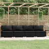 vidaXL 4-seater Sofa Black PE rattan, powder-coated steel, plastic