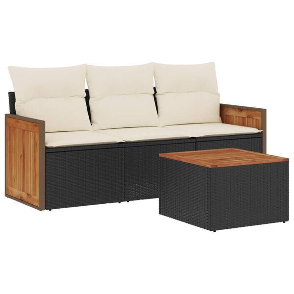 vidaXL Garden Sofa Set Black, Cream White