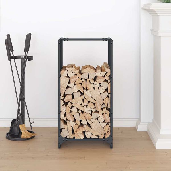 vidaXL Firewood Rack Anthracite 15.7x11.8x31.5" Cold-rolled steel