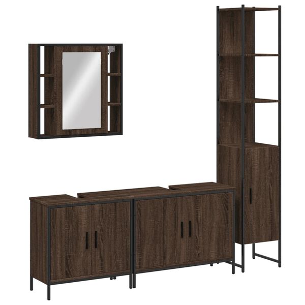 vidaXL Bathroom Cabinet Set Brown Oak