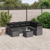 vidaXL Garden Sofa Set Black Poly Rattan and Tempered Glass Large