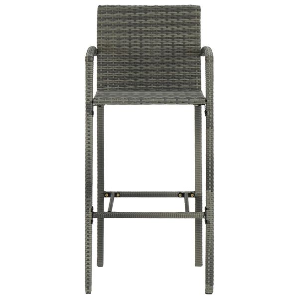 vidaXL Bar Stool Set of 4 Grey PE rattan, powder-coated steel Medium