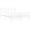 vidaXL Bed Frame White Powder-Coated Steel 55.1x78.7 Bed Frame