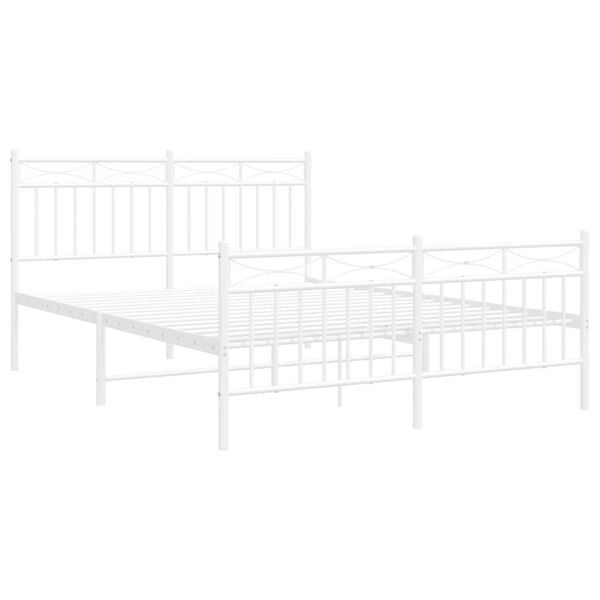 vidaXL Bed Frame White Powder-Coated Steel 55.1x78.7 Bed Frame