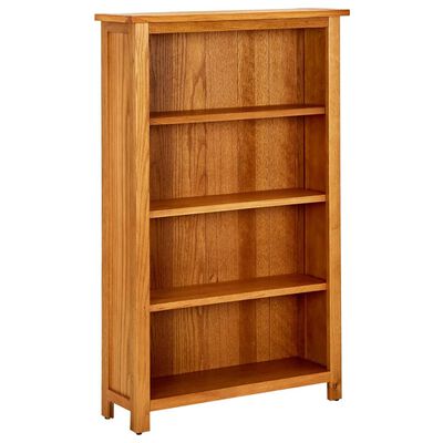 vidaXL 4-Tier Bookcase 27.5"x8.6"x43.3" Solid Oak Wood