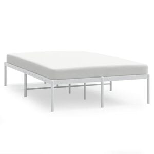vidaXL Bed Frame White Powder-coated steel Full Bed Frame Rectangular
