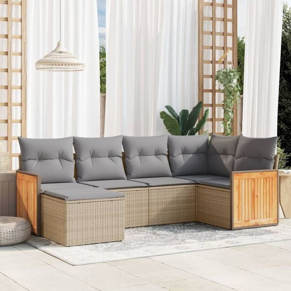 vidaXL Garden Sofa Set Beige, Light grey