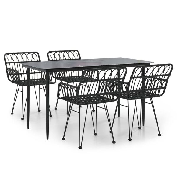 vidaXL Garden Dining Set Black Powder-coated steel Medium Durable