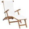 vidaXL Deck Chair Cream White, Teak Solid Teak Wood, Polyester Cushion