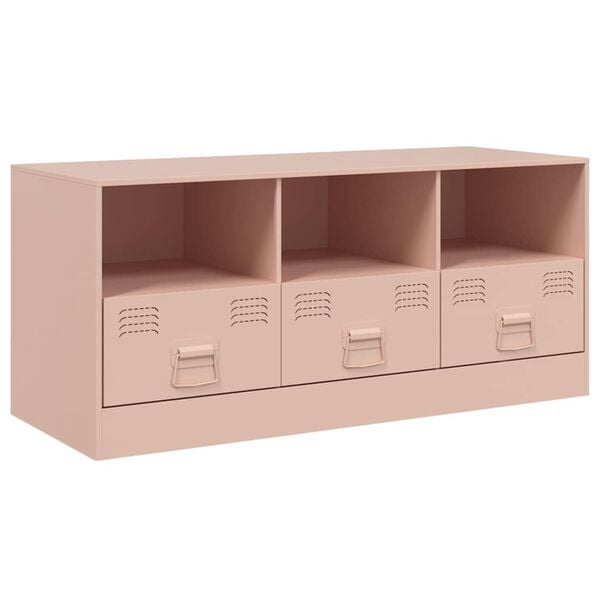 vidaXL TV Cabinet Pink Cold-rolled Steel Medium TV Cabinet Rectangular