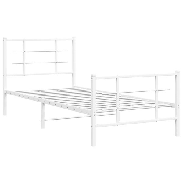vidaXL Metal Bed Frame without Mattress with Footboard White 35.4"x78.7"