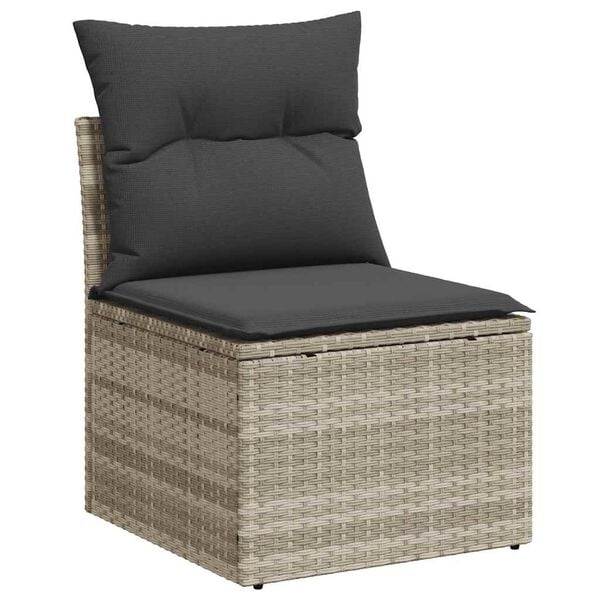 vidaXL Garden Sofa Set Light Gray PE Rattan Large Modular