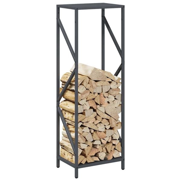 vidaXL Firewood Rack Anthracite 13.4x9.8x39.4" Cold-rolled steel