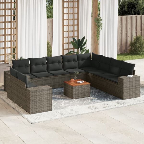 vidaXL Garden Sofa Set Grey and Dark Grey
