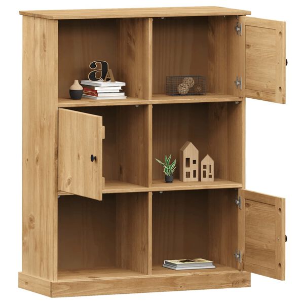 vidaXL Bookcase Honey wax finish Solid Pine Wood, Engineered Wood, Metal