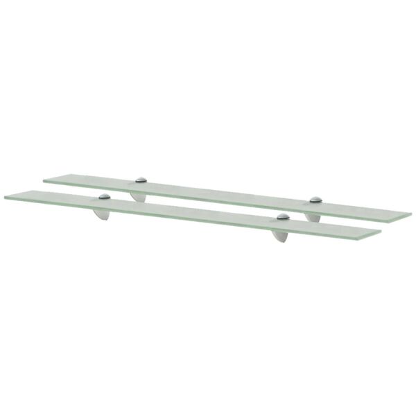 vidaXL Floating Shelf Set of 2 Frosted Tempered safety glass, Zinc alloy