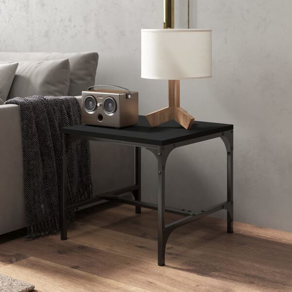 vidaXL Coffee Table Black Engineered wood 19.7x19.7x13.8 in