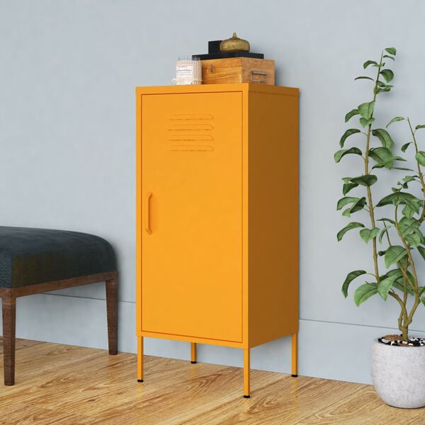 vidaXL Storage Cabinet Mustard Yellow Steel Medium Storage Cabinet