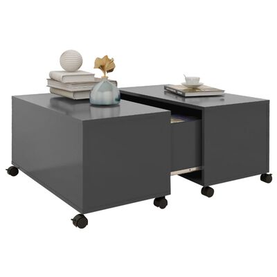 vidaXL Coffee Table Gray 29.5"x29.5"x15" Engineered Wood