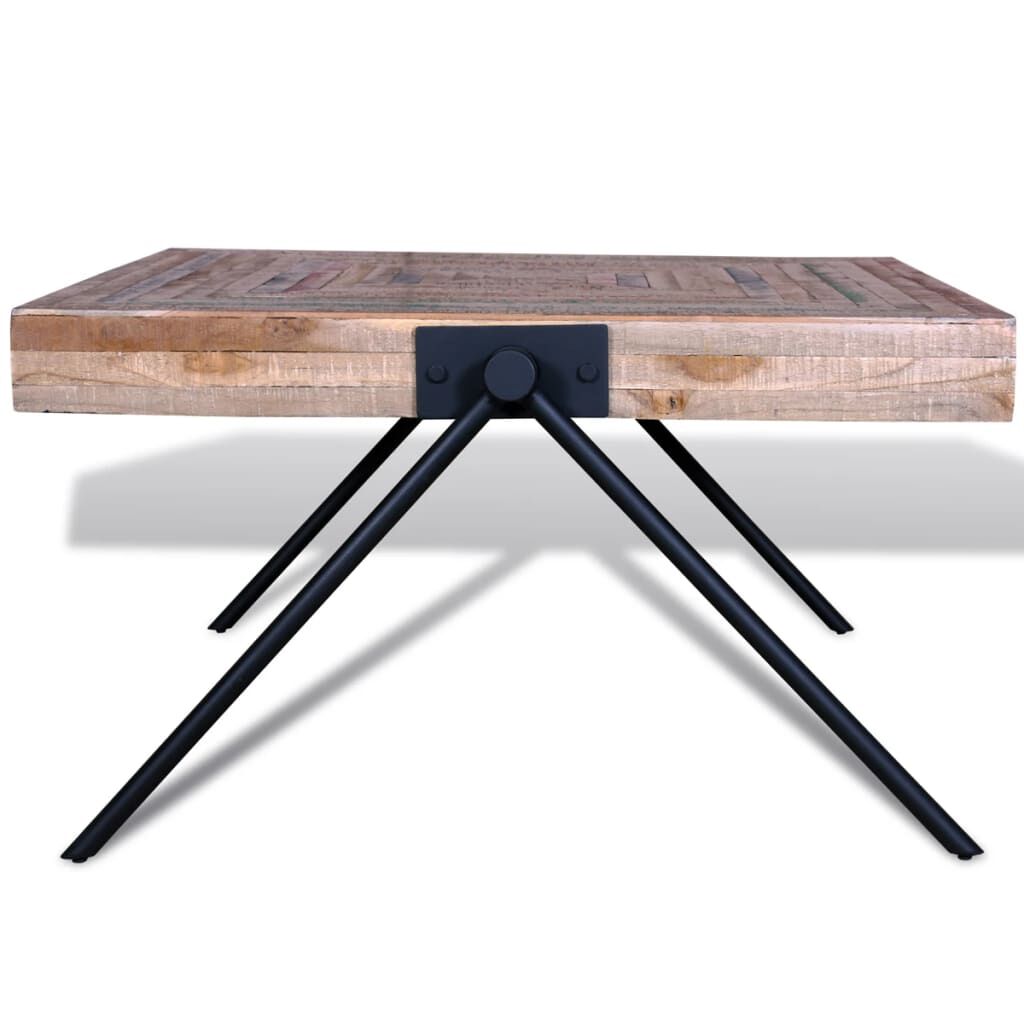 vidaXL Table Various shades of teak, Black Reclaimed teak wood, painted iron