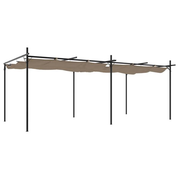 vidaXL Pergola with Retractable Roof Taupe 231.9"x115"x90.6"