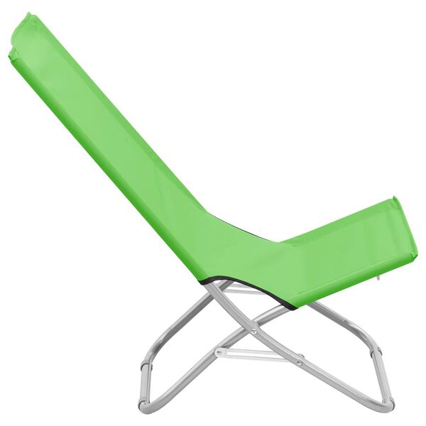 vidaXL Beach Chair Set of 2 Green Oxford fabric with PE coating, steel