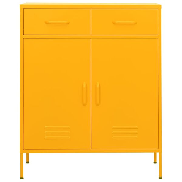 vidaXL Storage Cabinet Mustard Yellow Steel Large Adjustable Feet