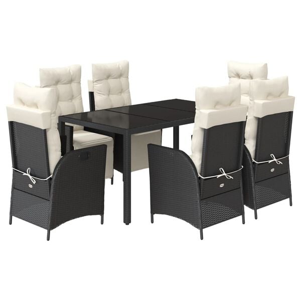 vidaXL Garden Dining Set Black, Cream White