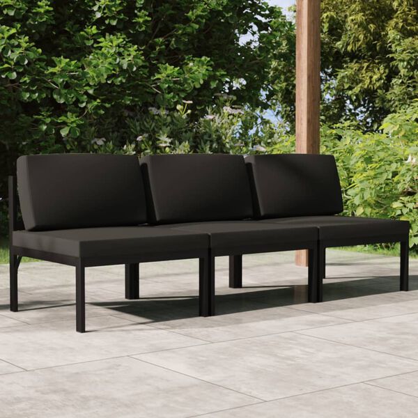 vidaXL 3-seater Garden Sofa Anthracite Aluminum and Polyester Medium