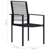 vidaXL Dining Set Black Glass, Powder-Coated Steel, PVC Hollow Rattan