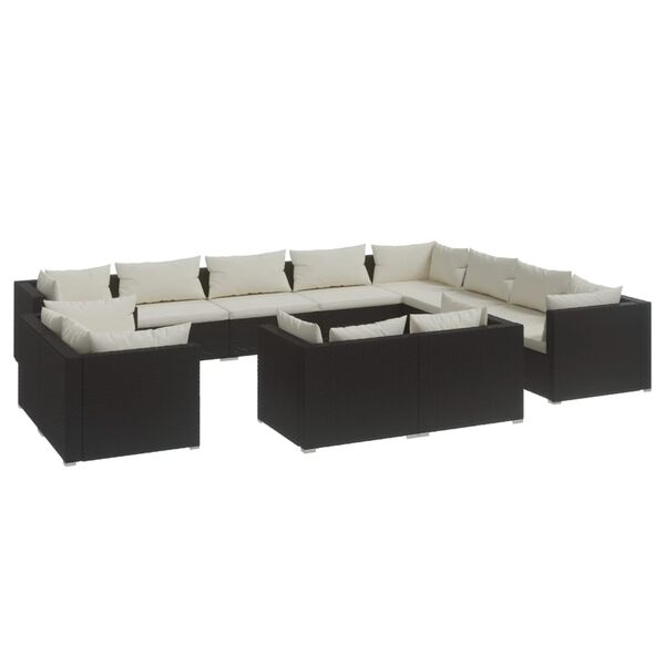 vidaXL Garden Lounge Set Black, Cream