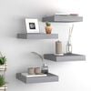 vidaXL Wall Shelf Set of 4 Grey Honeycomb MDF, Metal Wall mounting