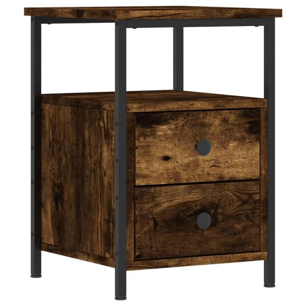 vidaXL Bedside Cabinet Smoked oak Engineered wood 13.4 x 14.0 x 19.7 in