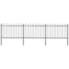 vidaXL Garden Fence with Hoop Top Steel 211.4"x47.2" Black