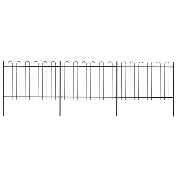 vidaXL Garden Fence with Hoop Top Steel 211.4"x47.2" Black