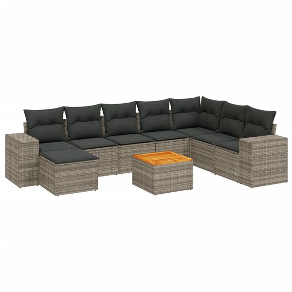 vidaXL Garden Sofa Set Gray PE Rattan Large Durable Garden Sofa Set
